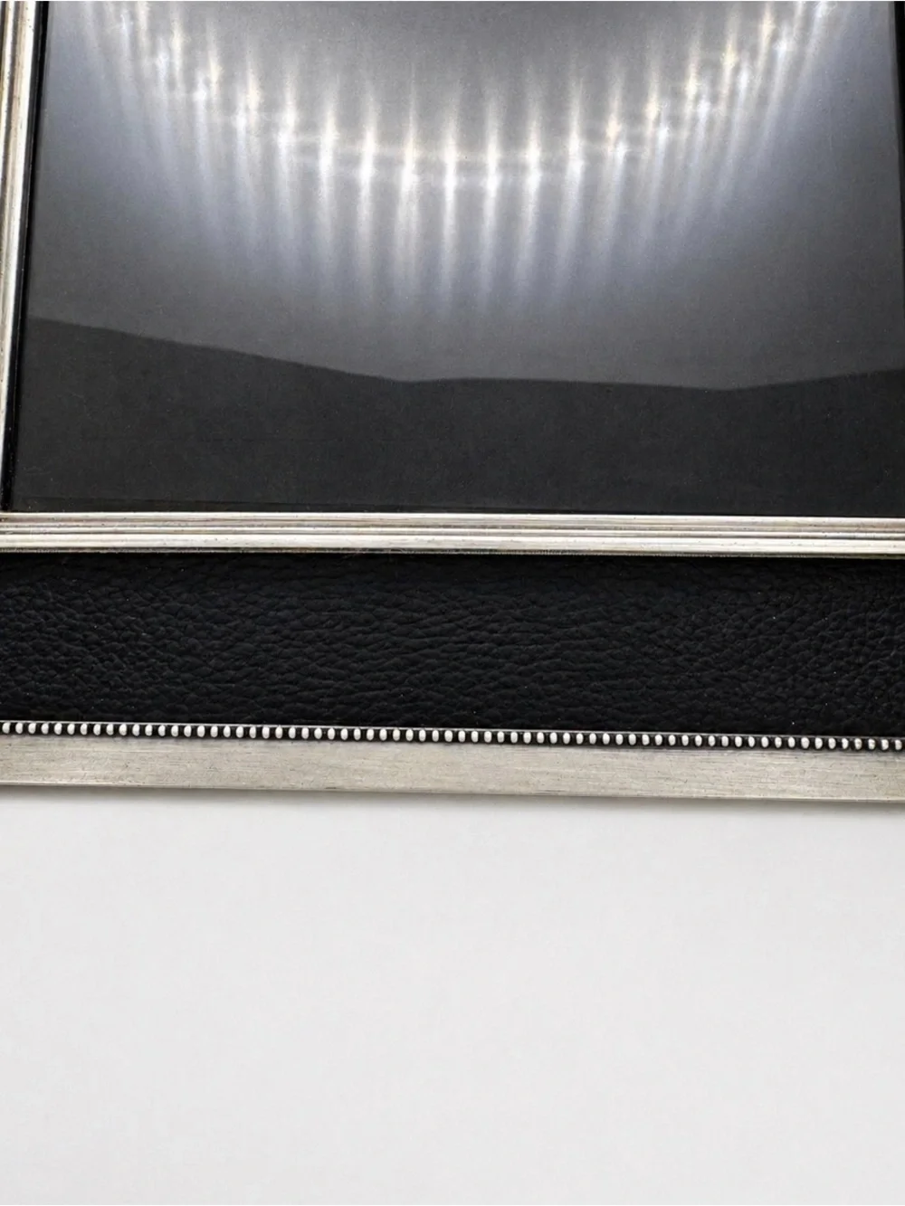 Classic Black Leatherette 5x7 Photo Frame with Silver Trim